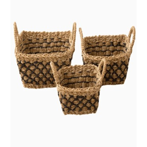 Decorative Jute & <b>Seagrass</b> Woven <b>Basket</b> Set with Handles for Eco-Friendly Home Storage & Decor - Product Image 4
