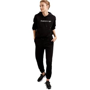 Conjunto Deportivo Informal de Moda para Mujer, Talla Grande, Transpirable, Diseño de 2 Piezas, Top Corto con Capucha y Pantalones Jogger, Logotipo Personalizado OEM - Product Image 4