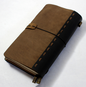Carnet de notes personnalisé en cuir Crazy Horse écologique marron et noir, rechargeable, fait main, design voyage, pour bureau et réunions - Product Image 6