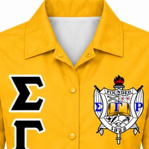 Blouson à fermeture éclair intégrale personnalisé avec motif de crête Sigma Gamma Rho Gold Crossing Line et lettres de la sororité grecque SGRho, vêtement universitaire - Product Image 6