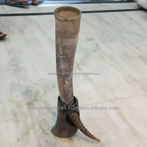 Grande corne de buffle en verre d'agate personnalisée dans un design animal poli de style viking avec support-Artisanat naturel de la meilleure valeur - Product Image 6