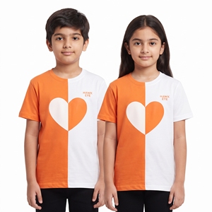 Children Two Color <b>Heart</b> Motif Leisure Tops Crew Neck Short Sleeve <b>T</b> <b>Shirts</b> Unisex Kids Casual Wear Wholesale Manufacturer Youth - Product Image 1