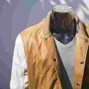 FURAT LEATHERS Hot Selling Breathable <b>Mens</b> Leather <b>Suede</b> <b>Jacket</b> Stand Collar Front Zipper Autumn Casual Polyester Lining Solid - Product Image 4