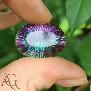 Topacio Místico Natural tallado con corte láser cóncavo, talla en intaglio, piedra preciosa suelta para fabricación de joyas, venta al por mayor, ovalado - Product Image 2