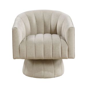 Poltrona Girevole in Velluto Taupe, Moderna e Lussuosa, Comoda per Soggiorno - Product Image 2