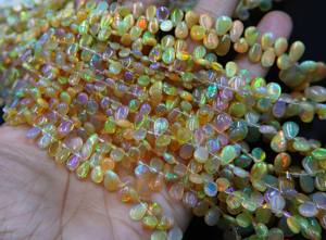 ลูกปัดโอปอลเอธิโอเปียธรรมชาติหลากสี รูปทรงลูกแพร์เรียบเนียน ขนาดประมาณ 13x7 มม. ถึง 7x4 มม. ความยาว 16 นิ้ว - Product Image 2