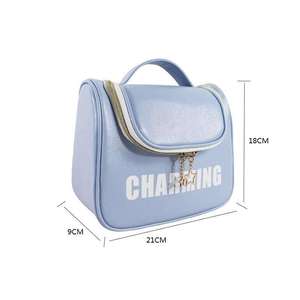 String Small Capacity Shower Multi-Function Hanging Built-In Hook Zipper Premium Minimalist Casual Style PU Cosmetic <b>Bag</b> Case - Product Image 6