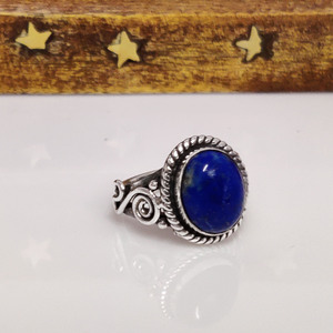 Anillo Hecho a Mano con Piedra Preciosa de Lapislázuli Natural, Anillo de Plata de Ley 925 para Niñas y Mujeres - Product Image 1