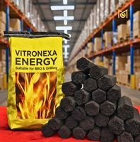 Briquettes de charbon de coco en bois dur de forme hexagonale, teneur en carbone fixe de 75 %, 50 mm, combustion longue durée de 5 à 7 heures, haute chaleur, combustible pour barbecue