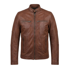 Chaqueta de cuero original de piel de oveja para hombre, estilo motero, venta al por mayor 2026, proveedor líder, chaqueta duradera - Product Image 1