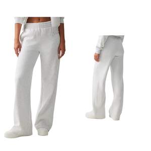 กางเกงวอร์มขายาวเอวสูงทรงหลวมผ้าฝ้ายฟลีซสำหรับผู้หญิง สกรีนโลโก้ได้ตามต้องการ ขายส่ง/OEM - Product Image 1