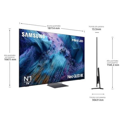 85 Inch Neo QLED 8K Mini LED 120Hz Smart TV 4K UHD HDR Flat Screen Black Cabinet for Kitchen Entertainment