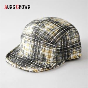 Gorras <span class=keywords><strong>de</strong></span> Campamento <span class=keywords><strong>de</strong></span> 5 Paneles con Diseño a Cuadros, <span class=keywords><strong>de</strong></span> Sarga <span class=keywords><strong>de</strong></span> Algodón, con Visera Suave y sin Estructura, Personalizadas para Correr, <span class=keywords><strong>de</strong></span> Aung Crown Hat Manufacturers - Product Image 4