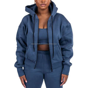 OEM haute qualité Gym Fitness Sweatshirts pour femmes à capuche fermeture éclair complète Sweatshirts personnalisation privée vêtements de sport d'hiver - Product Image 1