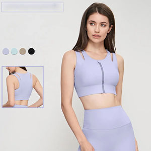 เสื้อชั้นในกีฬาคอรูปตัวยูสำหรับผู้หญิง เสื้อครอปออกกำลังกายโยคะแบบกำหนดเองพร้อมดีไซน์ด้านหลังที่มีสไตล์ - Product Image 3
