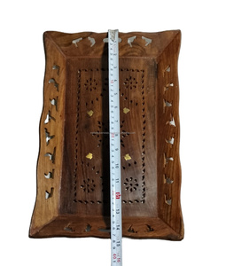 ถาดเสิร์ฟอาหารเช้าแบบทันสมัยด้ามจับทำจากไม้แกะสลักทำจากโลหะพิมพ์ลายได้ตามต้องการตกแต่งด้วยสำเนียงธรรมชาติ - Product Image 5