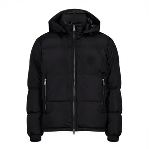 <b>Men</b> Women's Hooded Puffer <b>Jacket</b> Solid Color Filled Windproof Waterproof Breathable Reflective Zipper Closure <b>Summer</b> Casual Coat - Product Image 3