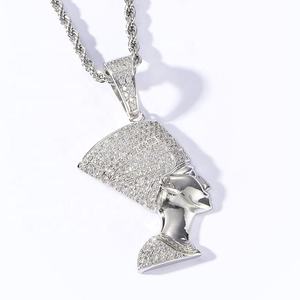 Egyptian Queen Nefertiti Moissanite Diamond Pendant Pharaoh Queen Pendant Gold Vermeil Moissanite <b>Charm</b> - Product Image 4