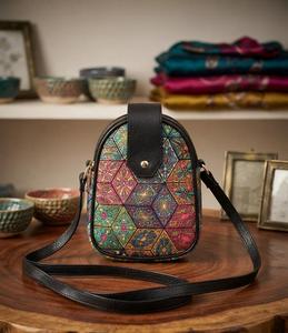 Elite Craft Studio Bohemian Cartoon Print PU Crossbody <b>Messenger</b> <b>Bag</b> for <b>Women</b> Zipper Closure Polyester Lining 1L Capacity Daily - Product Image 1