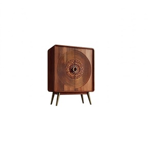 Trusted Indian Supplier Solid Mango Wood 2-Door Storage <b>Cabinet</b> with Hammered Design Veneer for Living Room Home Furniture - Product Image 3