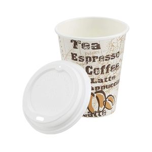 Confezione da 100 Bicchieri Usa e Getta CafeDesign da 350 ml per Caffè Caldo con Coperchi, Bicchieri da Asporto per Bevande Calde - Product Image 2
