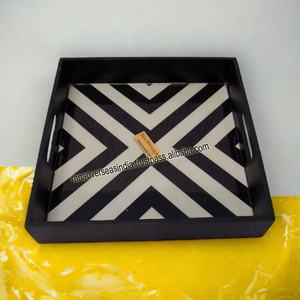 ถาดไม้สำหรับเสิร์ฟอาหารถาดเสิร์ฟอาหารทรงสี่เหลี่ยมมีหูจับพิมพ์ลาย MDF โลโก้ตามสั่งแบบหรูหราเป็นมิตรต่อสิ่งแวดล้อม - Product Image 2