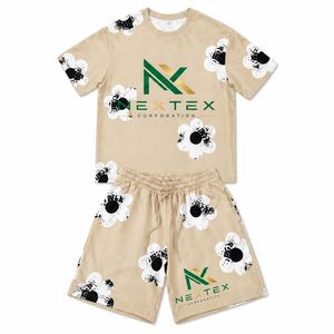 Ensemble T-shirt et short imprimé floral personnalisé pour homme – Tenue décontractée d'été 2 pièces style streetwear avec motifs graphiques intégraux – Ensembles coordonnés assortis - Product Image 3