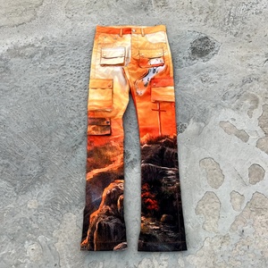 Jean en denim tricoté pour homme grande taille, coupe droite, délavé, coloré, séchage rapide, taille mi-haute, style streetwear décontracté d'été - Product Image 3