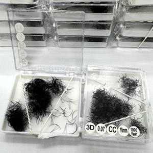 Extensions de cils synthétiques de haute qualité, faits à la main, 3D-8D, courbure CC/DD/L/M, base pointue, noir mat naturel de haute qualité - Product Image 5