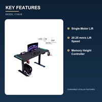 Bureau de jeu électrique moderne RGB avec réglage en hauteur et trois préréglages de mémoire pour l'e-sport, le bureau à domicile et la villa