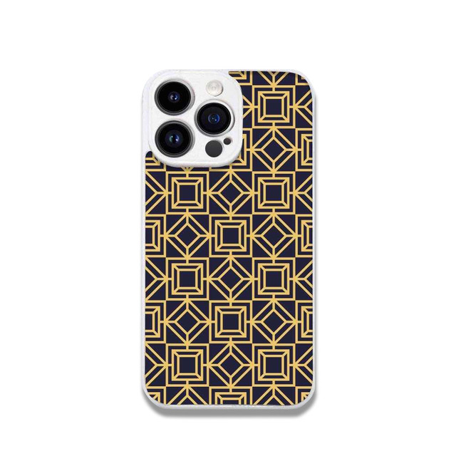Colorful Waterproof TPU+PC Phone Case with Blue Yellow Squares and White Frame for for Patterns