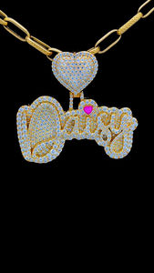 Personnalisé Glacé Vvs Moissanite Pass Diamant Testeur 925 Argent Lettre Nom En Forme De Coeur Boucle Pendentif Fine Jewelry pour Hommes Femmes - Product Image 3