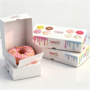 Custom Printed Disposable Take Out <b>Box</b> for Donut Burger Chips Fast Food Packaging Cardboard Paper Container Supplier - Product Image 1