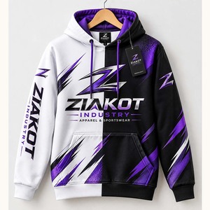 เสื้อฮู้ดสปอร์ตสีขาว-เทา-ฟ้าอ่อน แบบสั่งตัดเย็บโดยตรงจากโรงงานขายส่ง Ziakot - Product Image 2