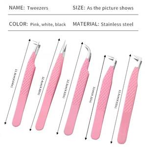 Juego de Pinzas para Pestañas de Acero Inoxidable Rosa, Puntas de Precisión para Herramientas de Extensión de Pestañas - Product Image 6