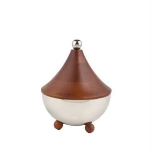 Casserole carrée en bois avec doublure en acier inoxydable et couvercle en laiton, design chinois traditionnel, récipient isotherme pour aliments - Product Image 3