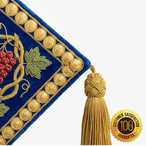 Épigonation de prêtre orthodoxe brodée à la main bleue avec pompons dorés, vêtement liturgique personnalisable - Product Image 2