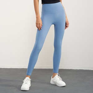 High Waist Seamless Anti-static <b>Yoga</b> Leggings Full Length Solid Gray Spandex/Nylon Elastic Waist <b>Women</b> Fitness <b>Pants</b> - Product Image 6