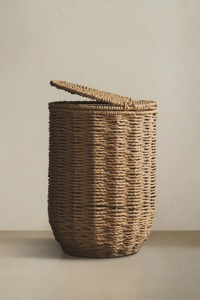 Round seagrass <b>basket</b> <b>with</b> flip-top <b>lid</b> Handmade Storage <b>Basket</b> Wholesale eco-friendly Made Viet Nam - Product Image 4