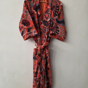 Exquisito Kimono de Terciopelo Estampado a Mano, Ligero, Informal, Premium, Transpirable, Ecológico y Versátil para el Verano - Product Image 1