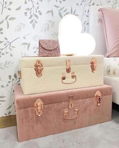 Personalized Ribbed Velvet Storage Trunk Rose Gold Hardware Custom <b>Keepsake</b> <b>Box</b> Decorative Trousseau Chest Nursery Decor - Product Image 3