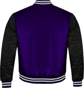 Veste universitaire rétro décontractée en satin, multicolore, manches noires avec ligne blanche, veste pour femmes - Product Image 5