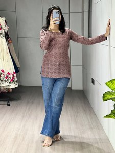 Elegant Cambric Cotton Floral Print <b>Kurti</b> <b>Top</b> Women's Ethnic Casual Wear Export Ready Collection - Product Image 3