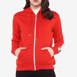 Winter Casual Front <b>Zipper</b> Women's Hoodies Printed Knitted 100% Cotton Custom Logo Breathable Customized Color Size Low Price - Product Image 1