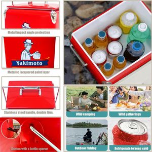 Hielera Metálica Clásica Retro de 13L (14Qt), Enfriador Portátil Multifuncional con Abrebotellas para Campamento, Fiestas, Pesca - Product Image 4