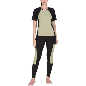 Women's Color Blocking Tracksuit Short Sleeve Crew Neck Lightweight Spandex Polyester Sporty Summer Wear For Ladies - Product Image 1