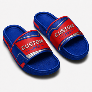 Claquettes sportives pour hommes avec logo personnalisé, couleur unie, bout ouvert, été, EVA antidérapant, dessus en PU - Product Image 1