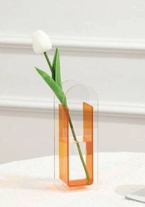 Modern Design Pink Acrylic Flower <b>Vase</b> With Premium Quality For Home Office And Hotel Decor - Product Image 2