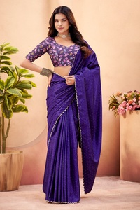 New Design Silk Tusser Weaving Butti Saree with Cutwork Border & Digital Print for Party Occasions - Product Image 5
