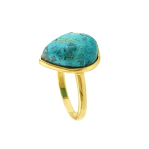 CCRGSGR Women's Custom Designed 925 <b>Sterling</b> <b>Silver</b> Wedding New Fine <b>Ring</b> Natural Chrysocolla Gemstone 12x16 Pear Bezel Eternity - Product Image 3